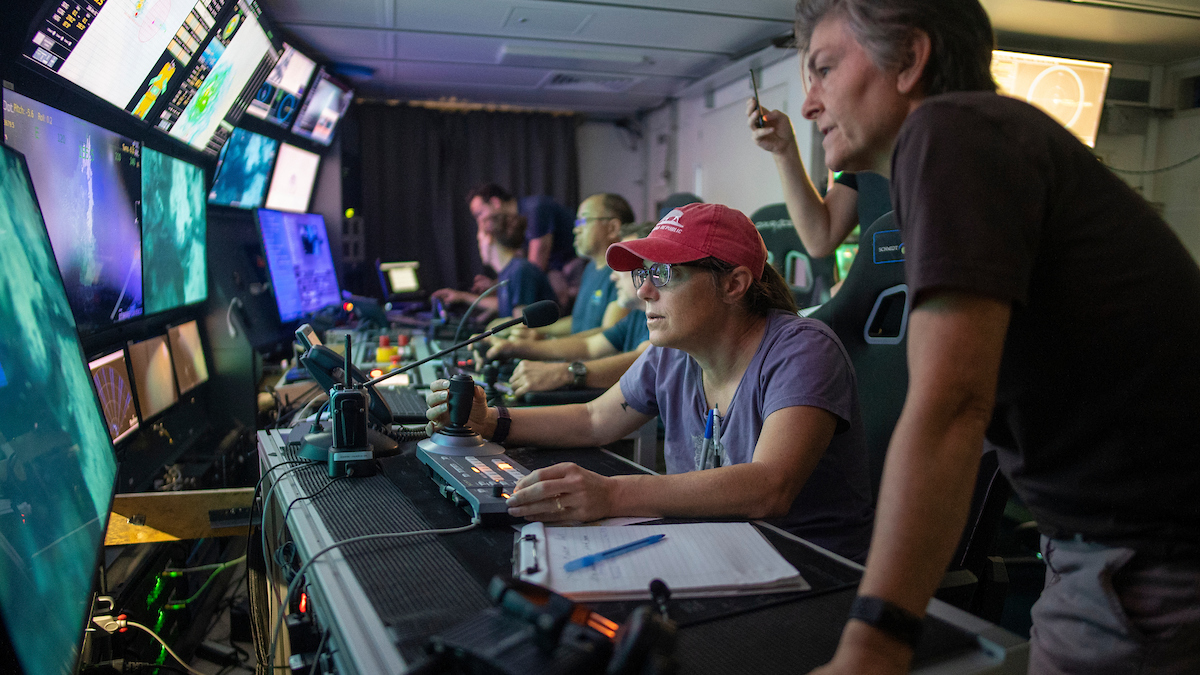 Researchers in the control room
